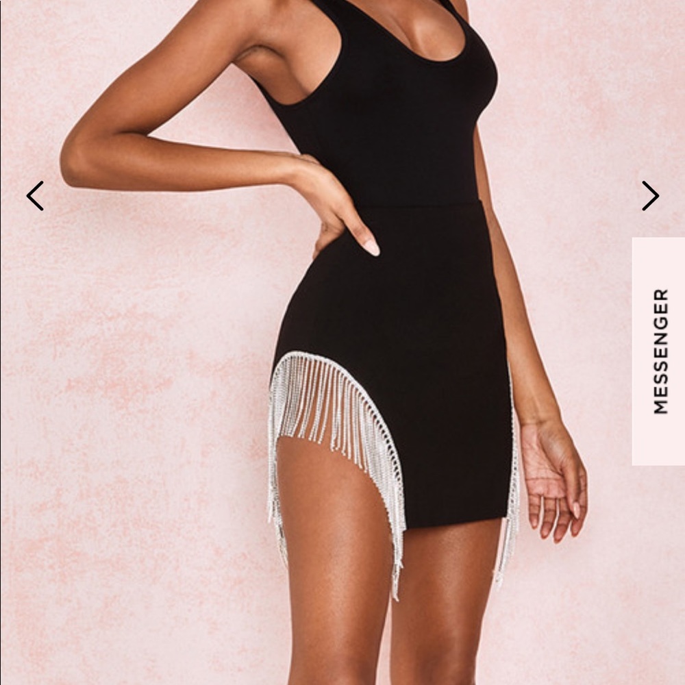 HOUSE OF CB ORIANA' BLACK CREPE CRYSTAL SKIRT